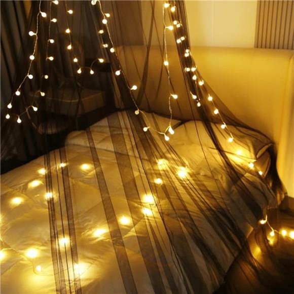 Bed Canopy with Lights, Mosquito Net for Bed, Mosquito Netting for Twin Full - Picture 4 of 8